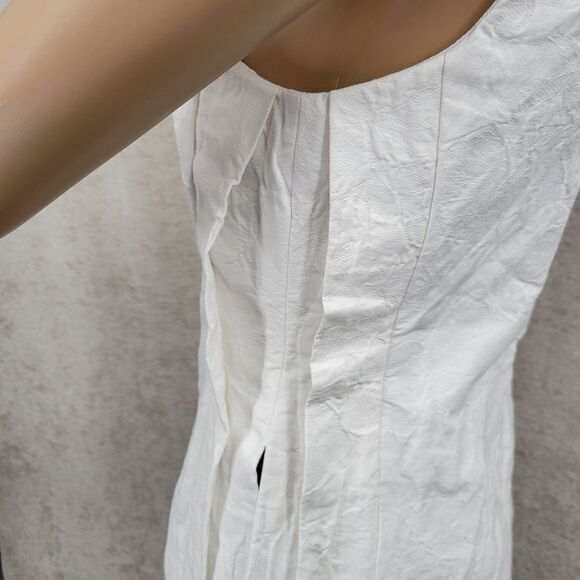 CO Collections Elegant White Sleeveless Top Cotton Linen Italian Fabric Luxury - Picture 5 of 13